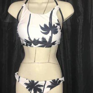 New black and white tank top Bikini w/ palm tree design
